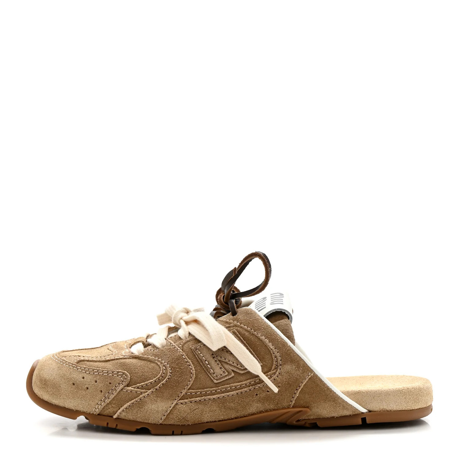 X NEW BALANCE Faded Suede Calfskin 530 SL Slip-On Mules 36 Ecru | FASHIONPHILE (US)
