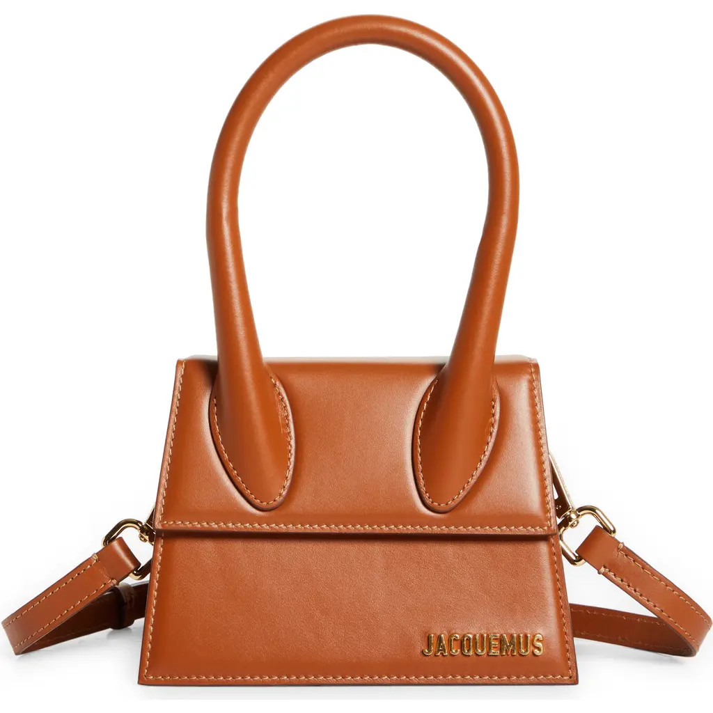 Jacquemus Le Chiquito Moyen Leather Top Handle Bag in Light Brown at Nordstrom | Nordstrom