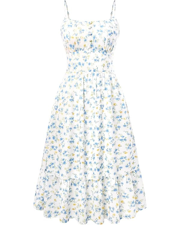 Belle Poque Floral Dress for Women 2026 Summer Sleeveless Flowy Ruffle Midi Dresses Elegant Weddi... | Amazon (US)
