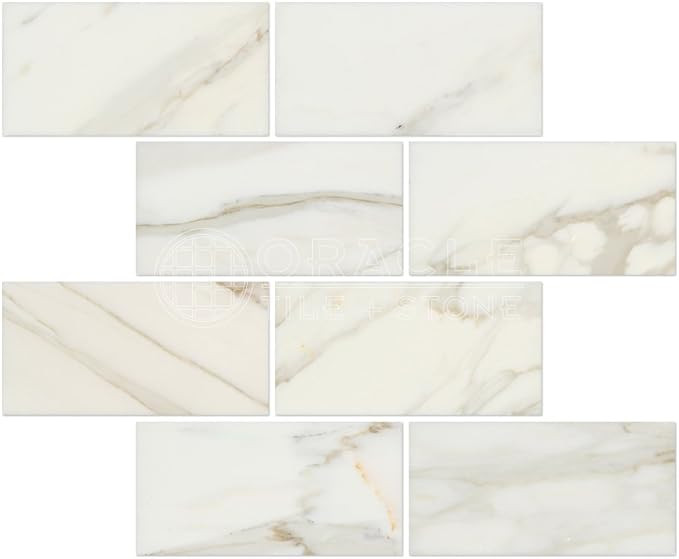 Calacatta Gold (Italian Calcutta) Marble 3 X 6 Subway Field Tile, Honed | Amazon (US)