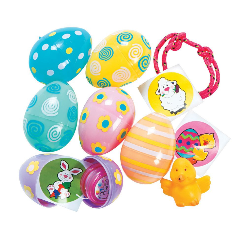 96 Pc Bulk 2.2"" Value Pastel Patterned Toy-Filled Plastic Easter Eggs | Oriental Trading Company