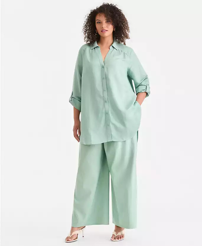 Plus Size Linen-Blend Tunic, Exclusively At Macy's | Macy's