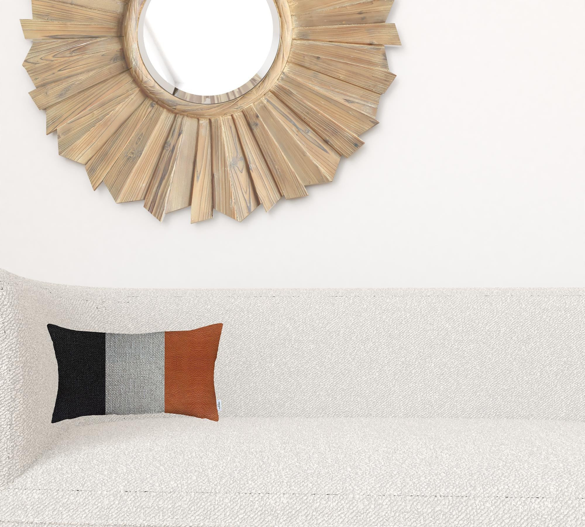 Tricolored Faux Leather Lumbar Throw Pillow | Shop Simon