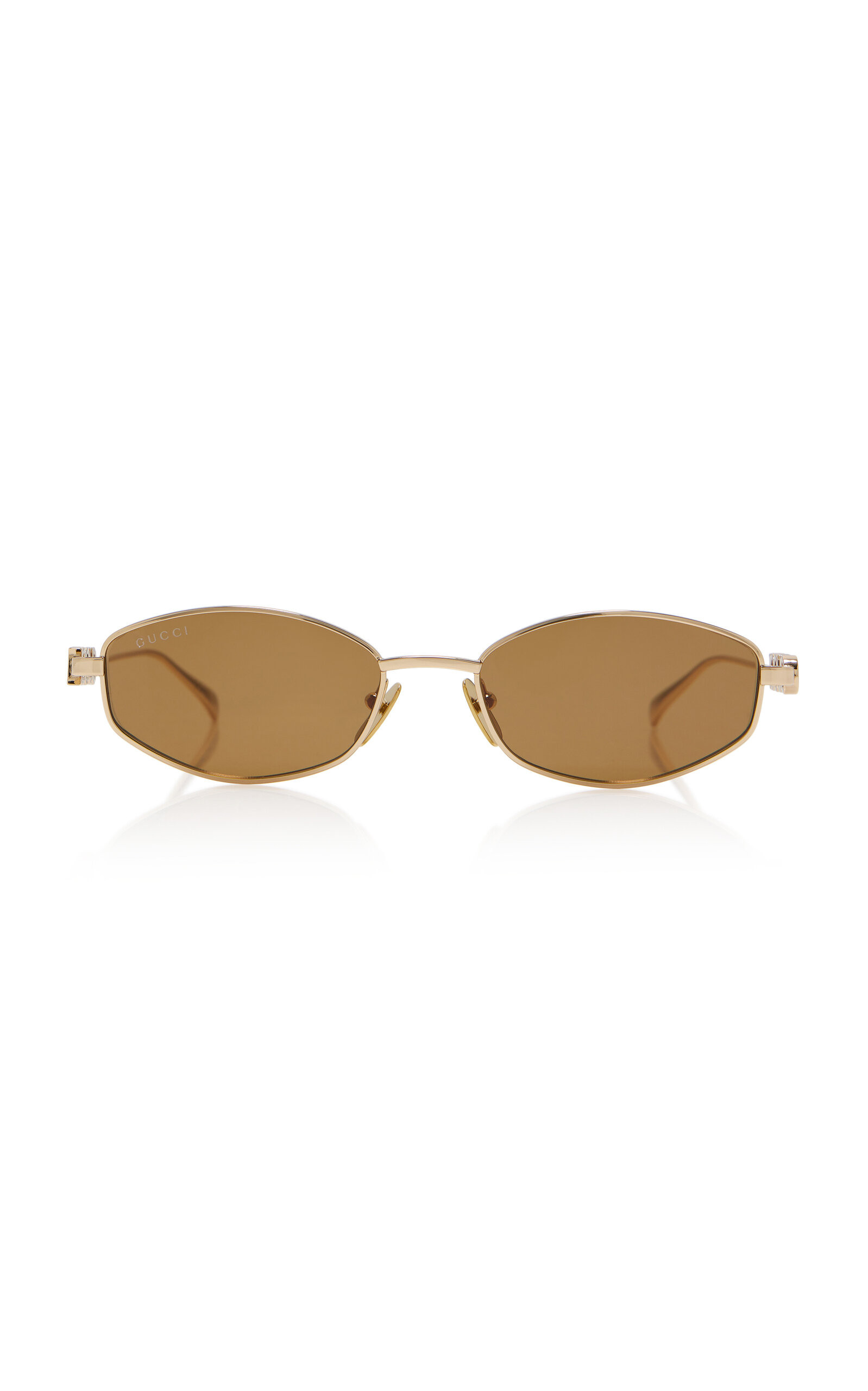 Gucci - Oval-Frame Metal Sunglasses - Brown - OS - Moda Operandi | Moda Operandi (Global)