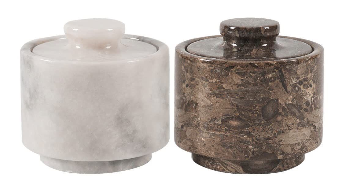 Marblous Krafts stylish marble salt and pepper cellar white and grey oceanic 3.5 oz salt cellar, ... | Amazon (CA)