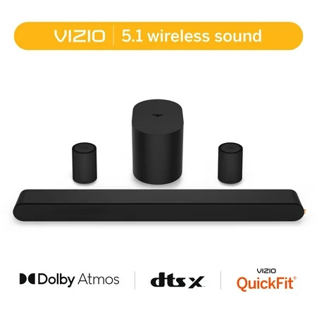 VIZIO 5.1 Soundbar with Dolby Atmos, Wireless Surround Speakers & Compact Subwoofer, QuickFit Com... | Walmart (US)