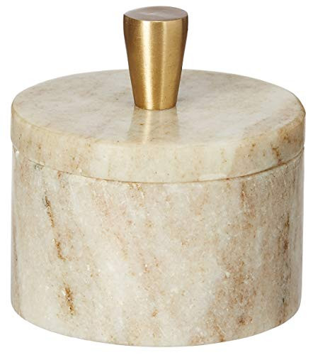Queenza Brown Marble Salt Cellar with Lid and Premium Brass Knob | Amazon (US)