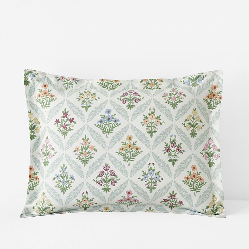 Estee Garden Classic Smooth Sateen Sham - Ivory Multi, Standard | The Company Store