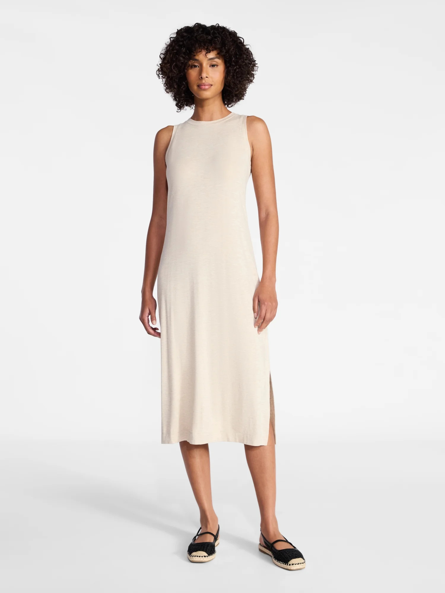 Time and Tru Women's Sleeveless Midi Column Dress, Sizes XS-XXXL | Walmart (US)