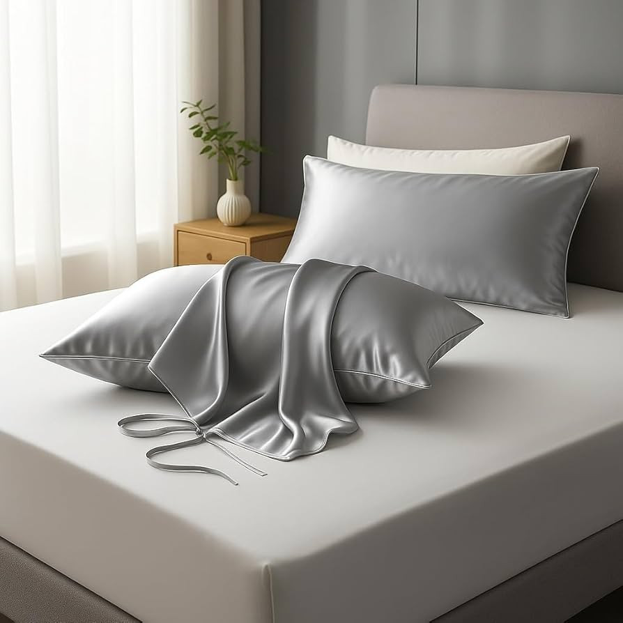 Amazon.com: Satin Pillow Cases 2 Pack-Ultra Soft Silky Pillowcases with Zipper,Smooth Pillow Cove... | Amazon (US)