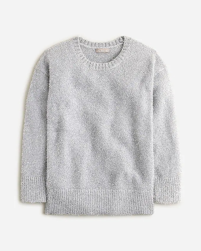 Relaxed crewneck sweater in metallic brushed yarn | J. Crew US