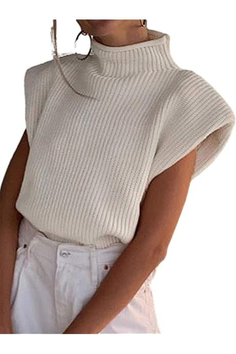 Rilista Women Summer Knit Sweater Tank Tops Sleeveless Turtleneck Cami Shirts Ribbed Mock Neck Pullo | Amazon (CA)