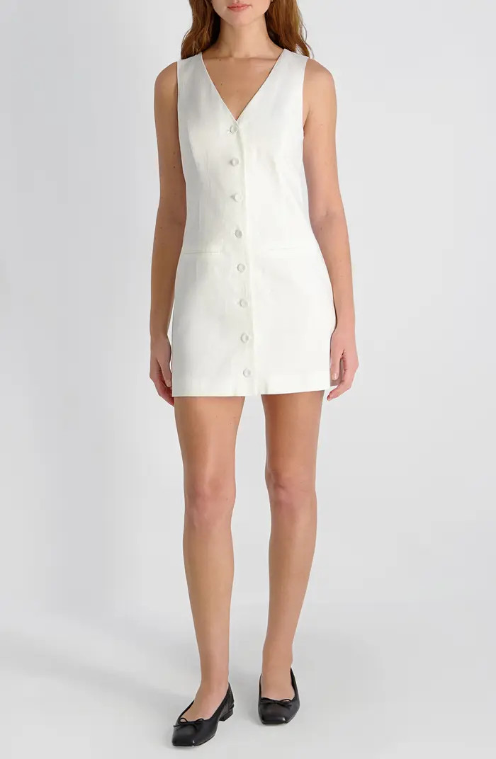 Sleeveless A-Line Linen Blend Minidress | Nordstrom