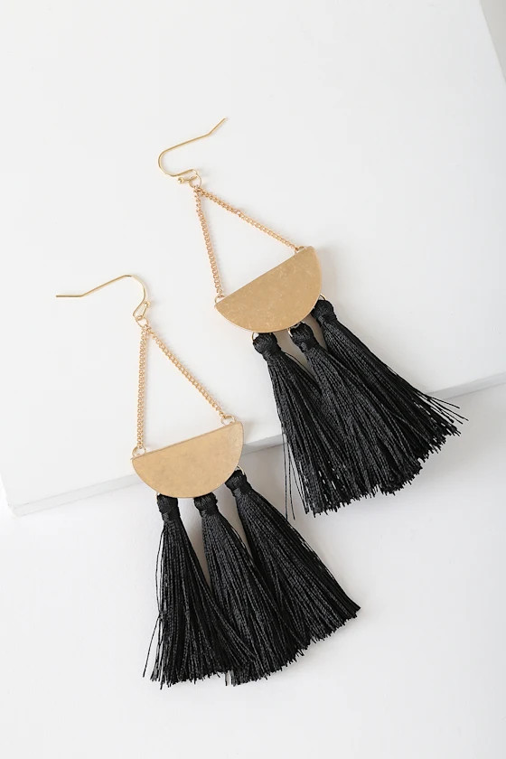 Arriba Black Tassel Earrings | Lulus (US)