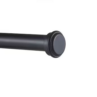 Exclusive Home Topper 36-in to 72-in Matte Black Iron Single Curtain Rod with Finials | Lowe's