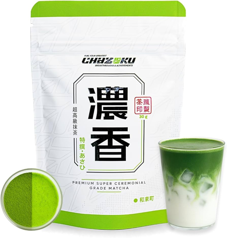 Chazoku Asahi 30g Bag Matcha Green Tea Powder - Single Cultivar - Super Ceremonial Grade - Stone ... | Amazon (US)