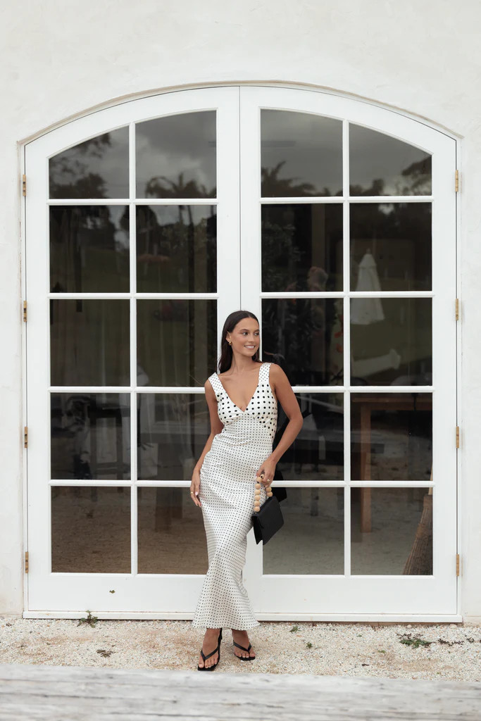 Lizza Maxi Dress - White Polkadot | Petal & Pup (AU)