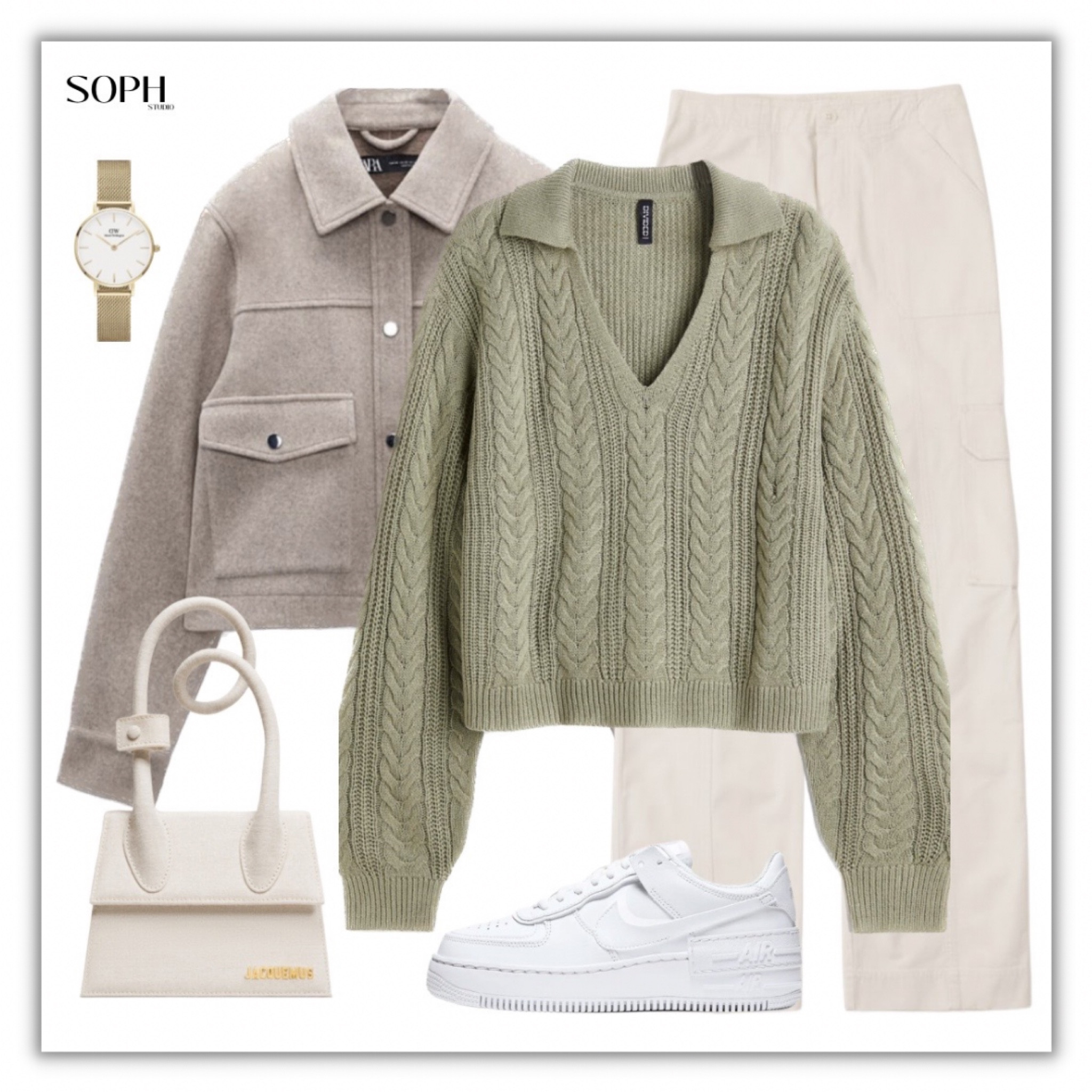 Comfy knit sweater styled with neutral-tone cargo pants ✨🍃

• brown cropped soft jacket is from zara (#3046/026)

#LTKstyletip #LTKfit #LTKFind