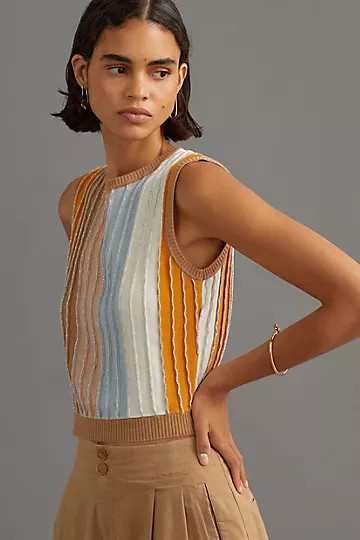 Eva Franco Shimmer-Striped Sweater Tee | Anthropologie (US)