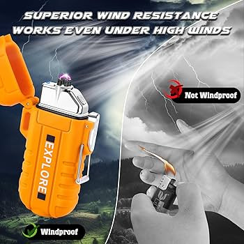 LcFun Arc Plasma Waterproof Lighter Electric Windproof Lighter USB Type C Rechargeable Flameless ... | Amazon (US)