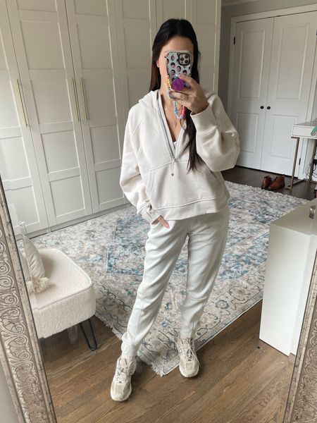 Lululemon 
Joggers
Scuba oversized half zip hoodie
White opal 


#LTKstyletip