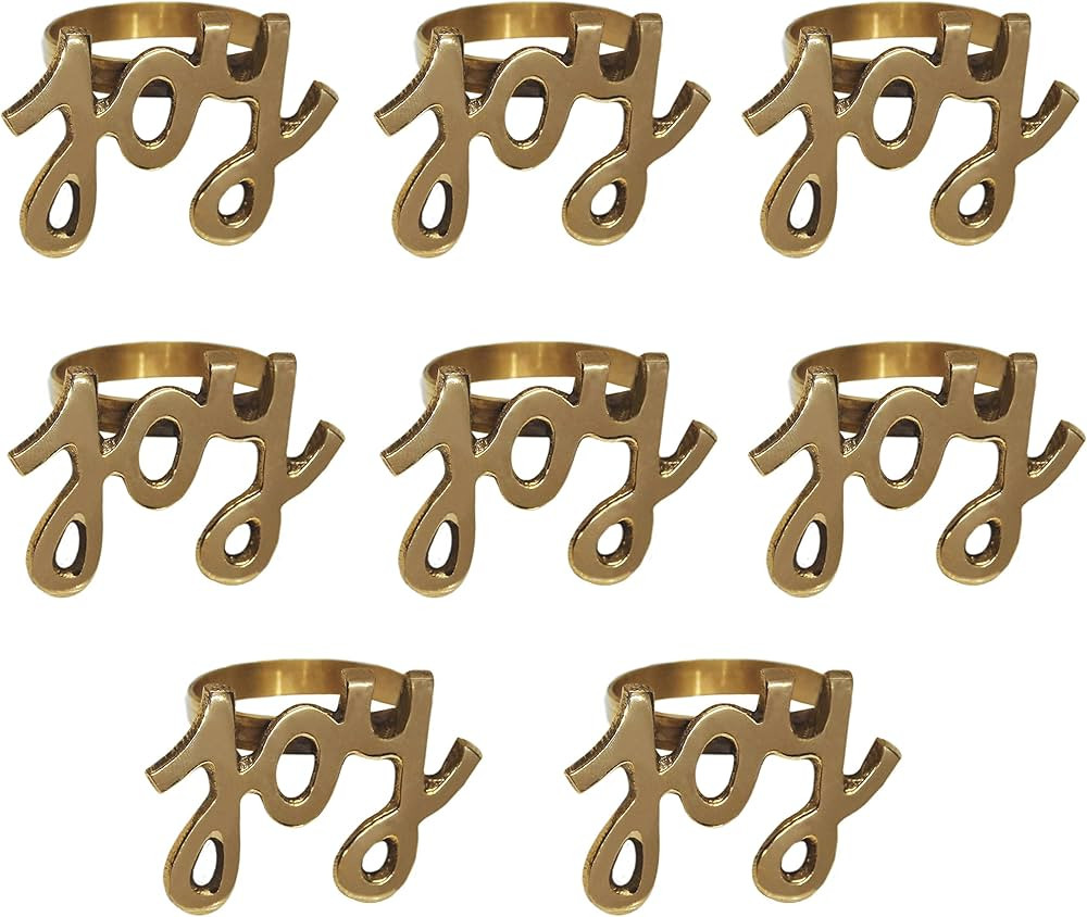 COTTON CRAFT Christmas Napkin Rings - Set of 8 Merry Xmas Hallelujah Fall Thanksgiving Joy Napkin... | Amazon (US)