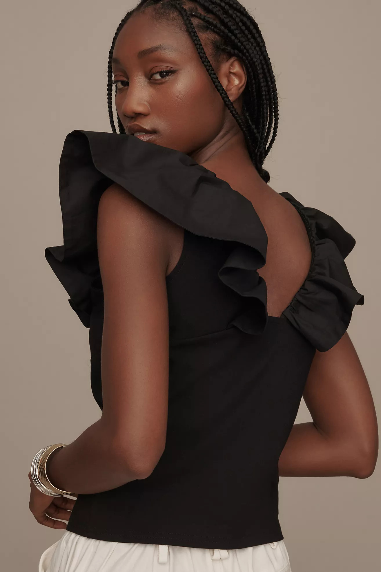 DOLAN Knit Ruffle Top | Anthropologie (US)