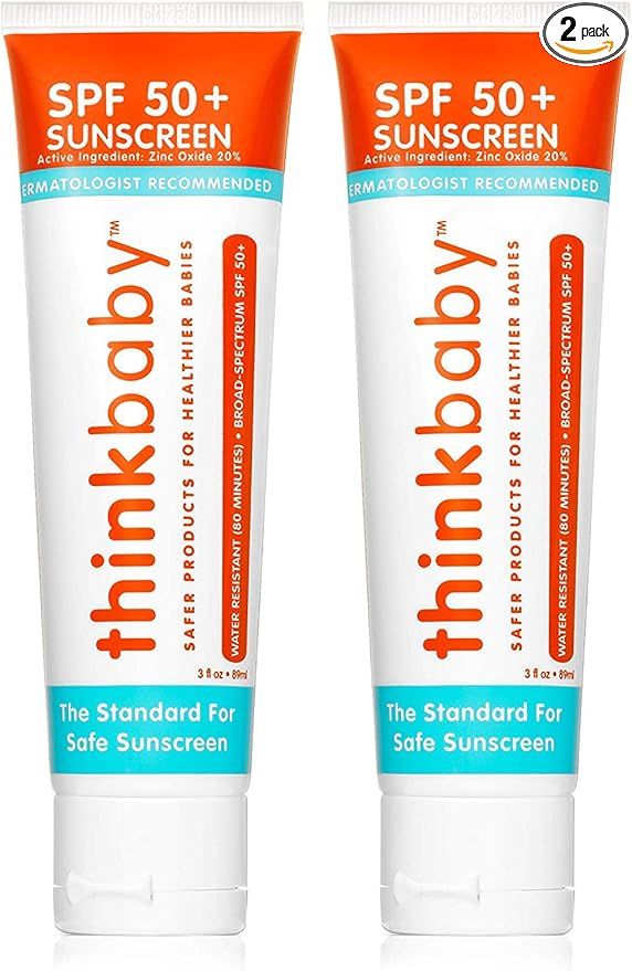 Thinkbaby - SPF 50+ Braod Spectrum Organic Sunscreen - 3 oz - 2 pack | Amazon (US)