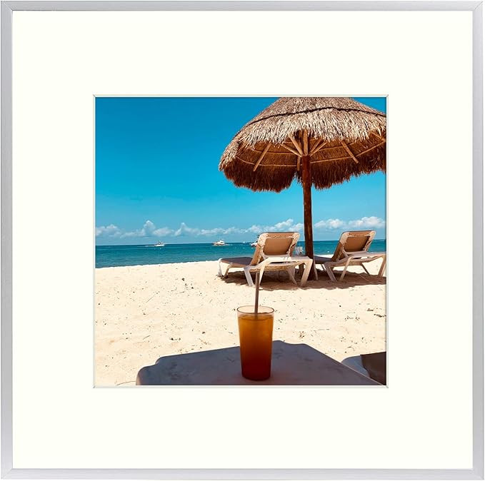 Frametory, 12x12 Aluminum Frame, 8x8 Photo with Ivory Mat for Wall Display, Sawtooth Hanger, Swivel  | Amazon (US)