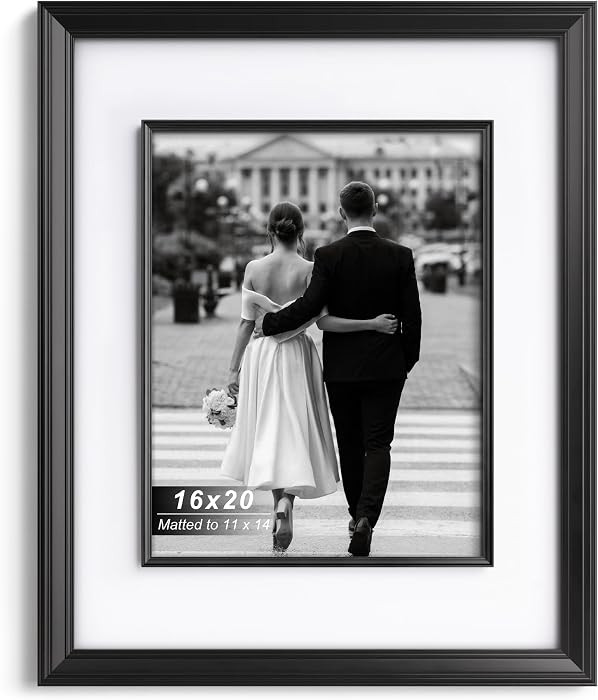 16x20 Black Picture Frame with Decorative Inner Frame & Tempered Glass, Display 11x14 Photos with... | Amazon (US)