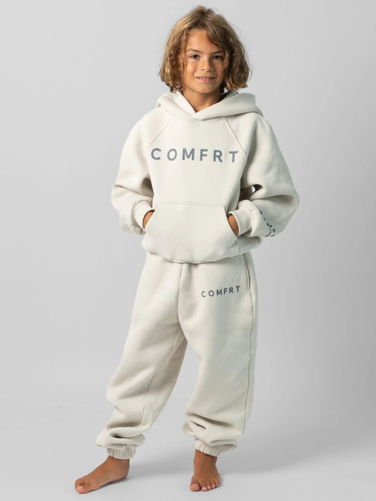 Comfrt Tranquil Kids Sweatpants | Cotton | Cream | Oversized | M | Medium | Comfrt