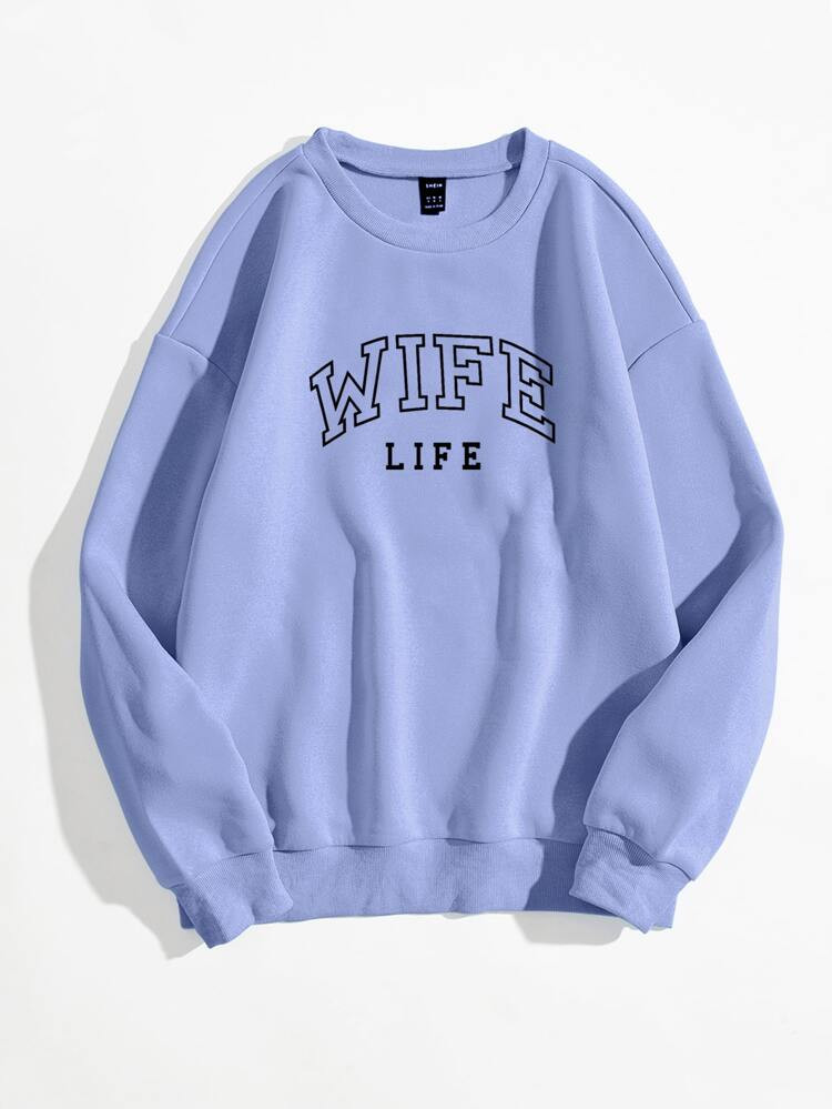 Letter Print Thermal Lined Sweatshirt | SHEIN