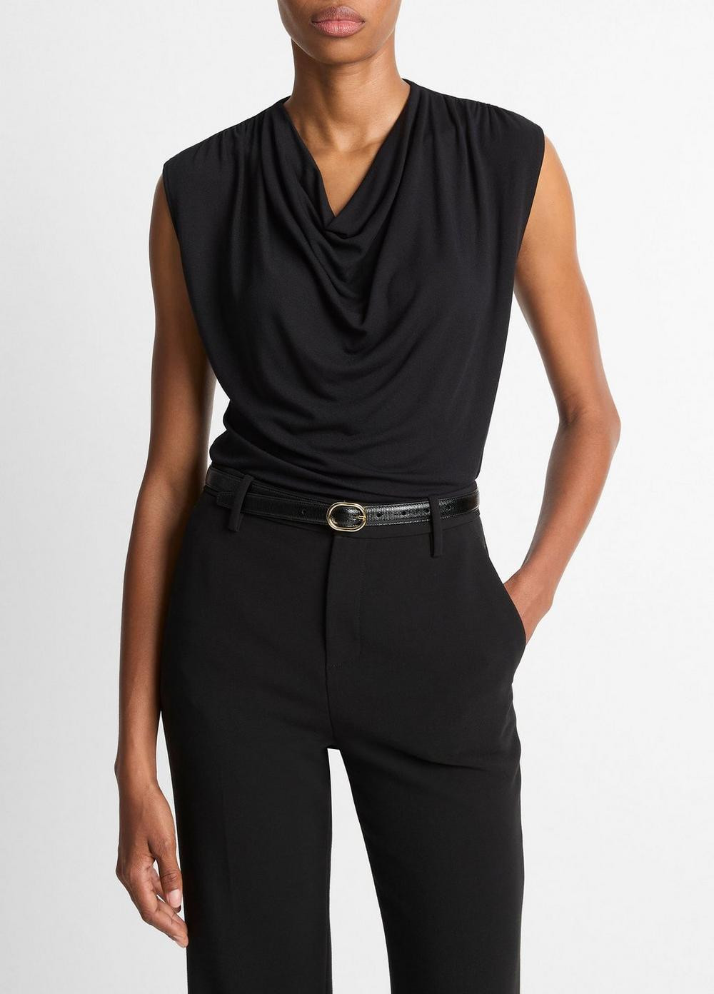 Women's Jersey Draped Cowl-Neck Top, Black, Size XXS Vince | Vince LLC