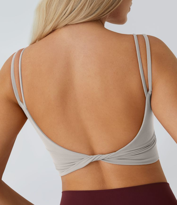 Women’s Double Straps Backless Twisted Cropped Yoga Tank Top - Halara | HALARA