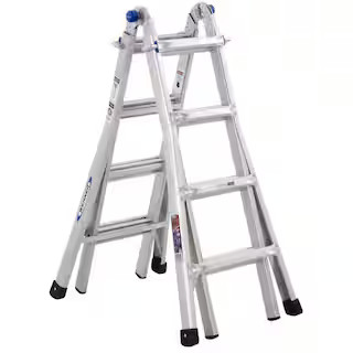 WERNER 18 ft. Reach Aluminum Telescoping Multi-Position Ladder with 300 lbs. Load Capacity Type I... | The Home Depot