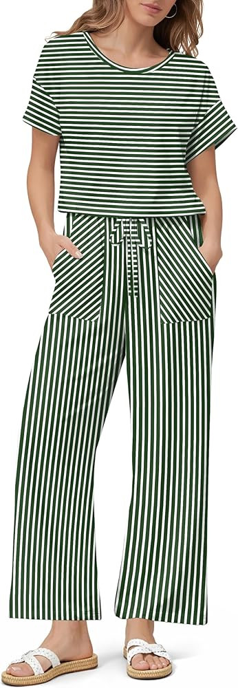 Ekouaer Jumpsuits for Women Casual Dressy Rompers for Women Short Sleeve Crew Neck One Piece Summ... | Amazon (US)