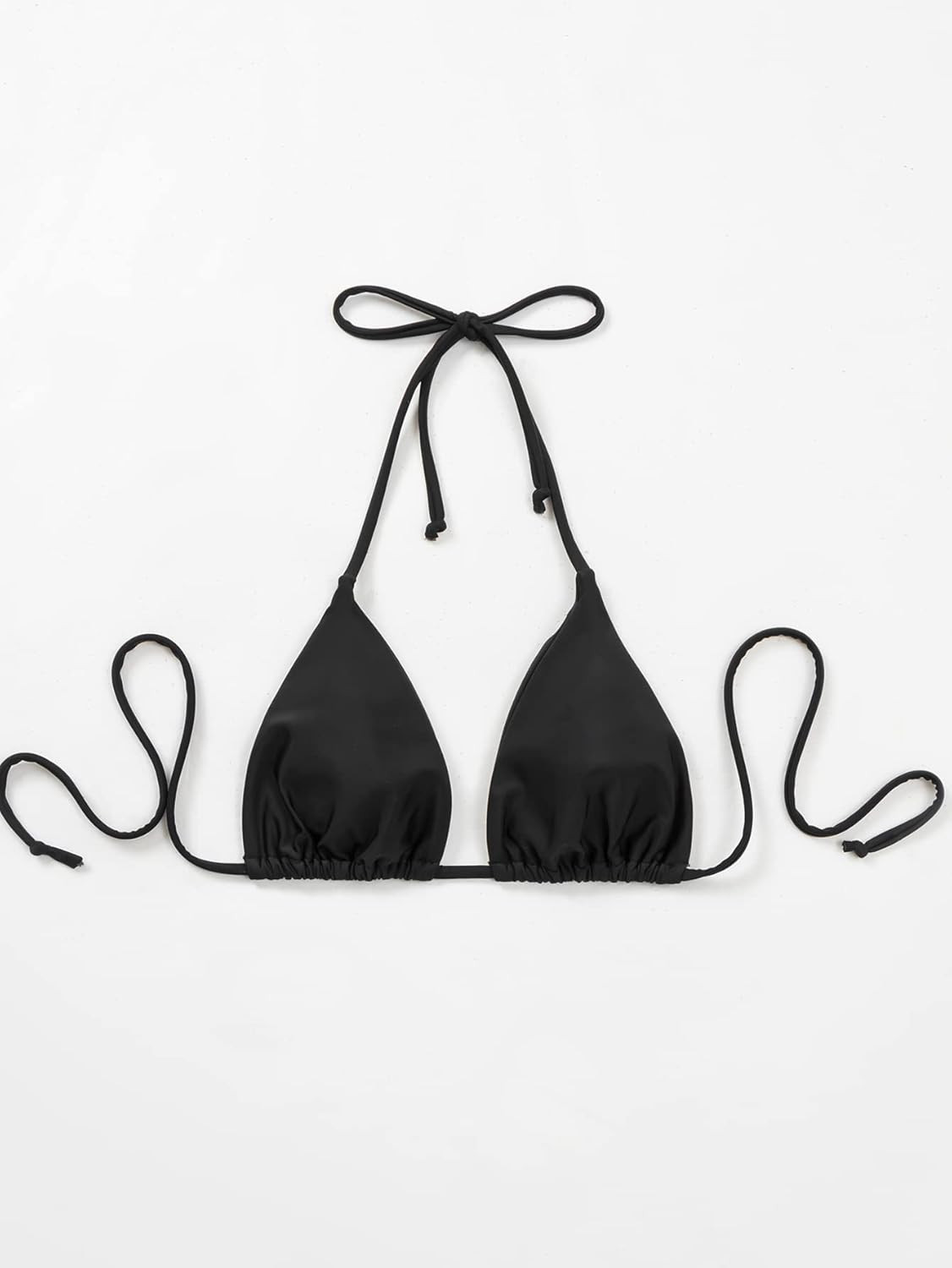 SOLY HUX Women's Halter Triangle Black Bikini Top Tie Back Black Swimsuit | Amazon (US)