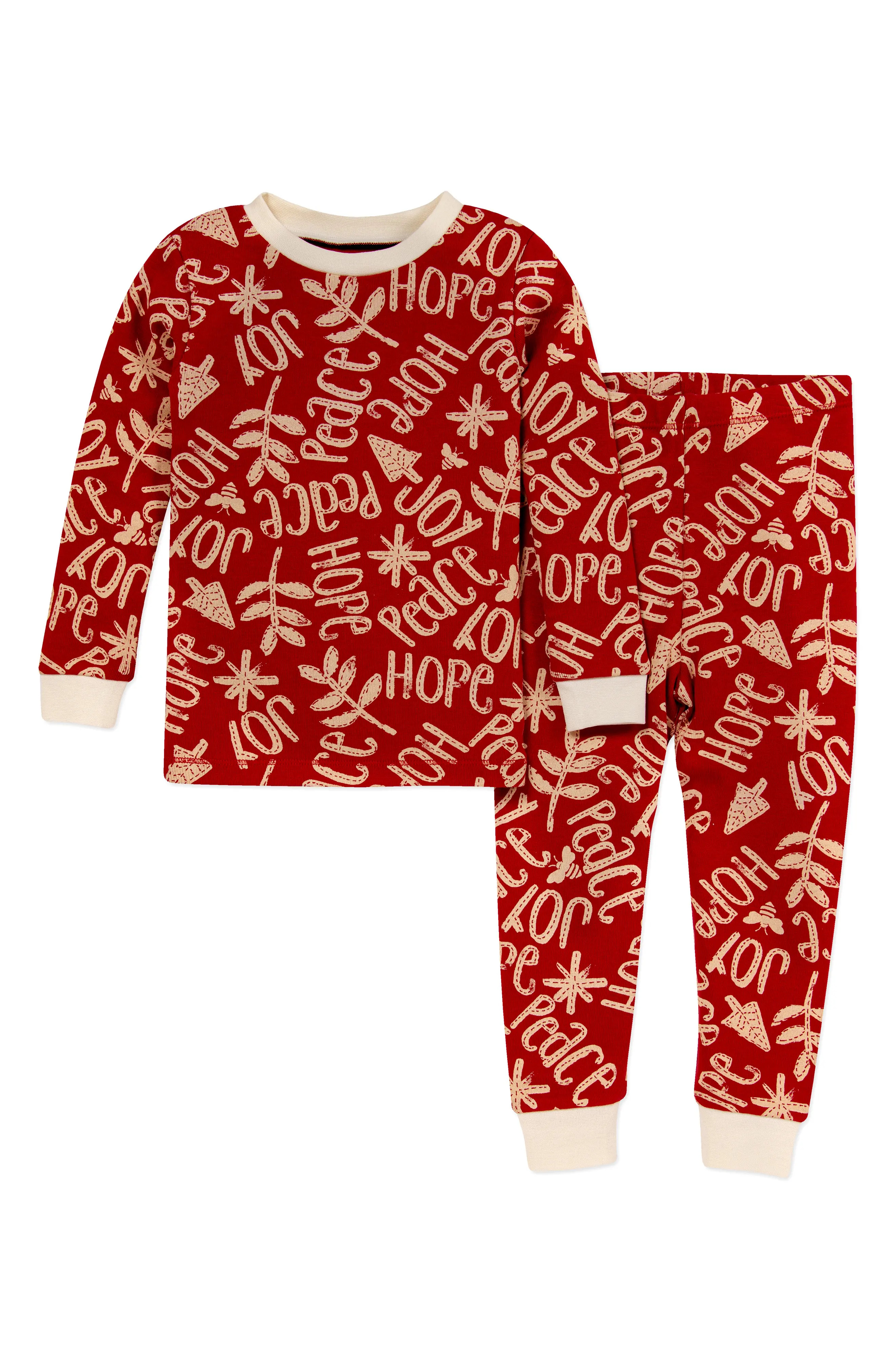 Burt's Bees Kids' Season's Stitches Fitted Two-Piece Pajamas, Size 2T in Eggshell at Nordstrom | Nordstrom