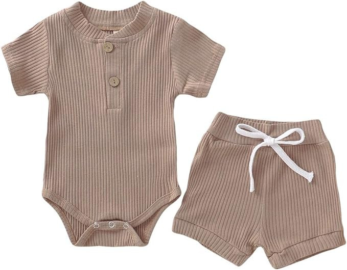 Baby Boy Summer Shorts Girl Cotton Winter T-Shirt and Elastic Pants Solid Clothes 2Pcs Outfits To... | Amazon (US)