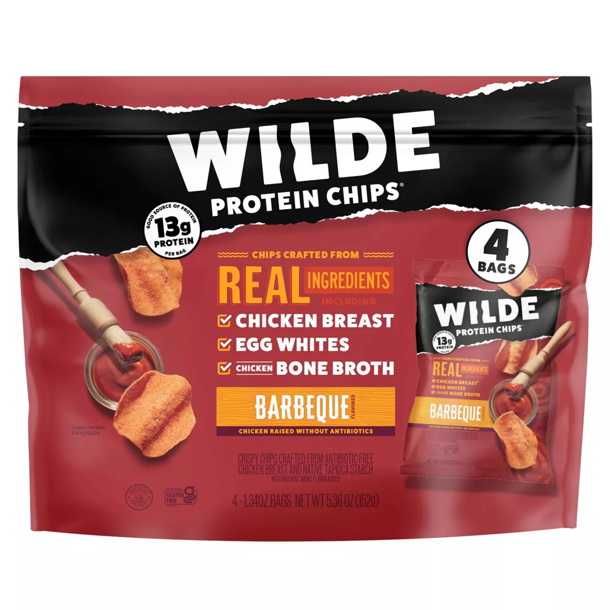 Wilde Brand Protein Chips - BBQ - 5.36oz/4ct | Target