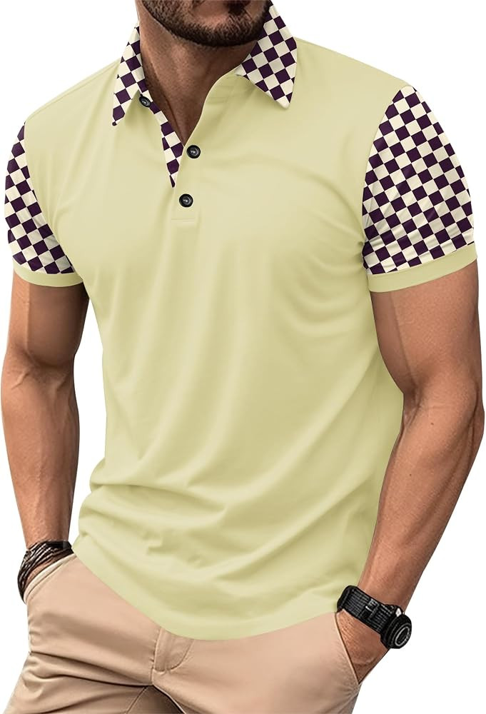Men's Short Sleeve Vintage Polo Shirt Casual Slim Fit Golf Shirt (S-2XL) | Amazon (US)