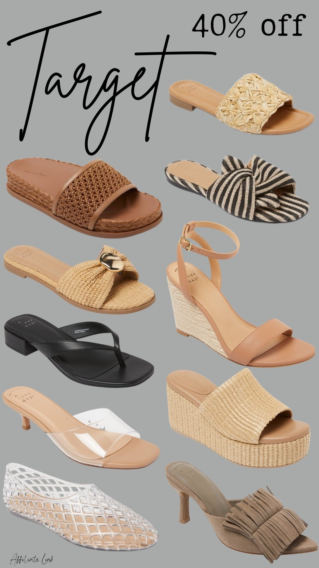 Target 40% off shoes
TODAY ONLY
SANDALS
Spring shoes 

#LTKmorningroutine #LTKootd #LTKSaleAlert