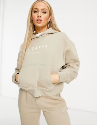 Il Sarto cropped hoodie tracksuit in beige | ASOS (Global)