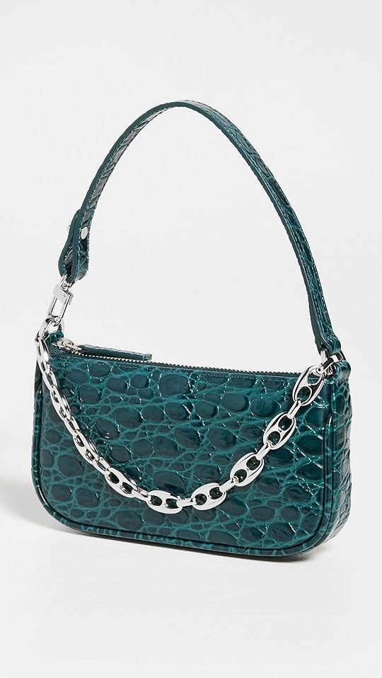 BY FAR Mini Rachel Petrol Croc Embossed Bag | SHOPBOP | Shopbop