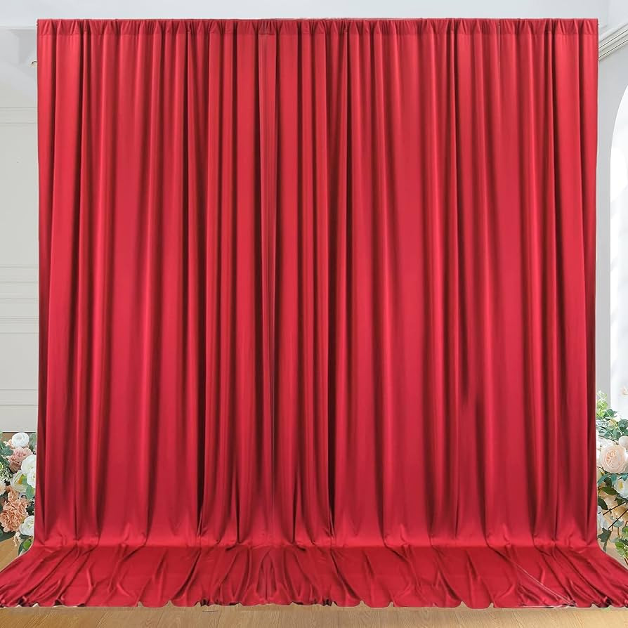 10ft x 10ft Wrinkle Free Red Backdrop Curtains for Parties, Polyester Photo Backdrop Drapes 2 Pan... | Amazon (US)