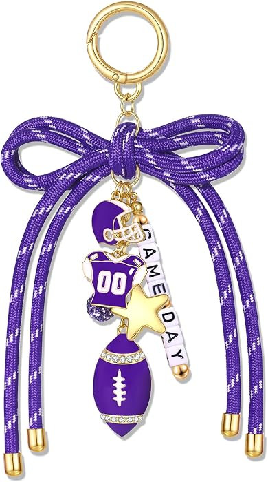 Football Bag Charms Keychain Nylon Rope Bow Game Day Purse Charms Football Mom Essentials Cheer M... | Amazon (US)
