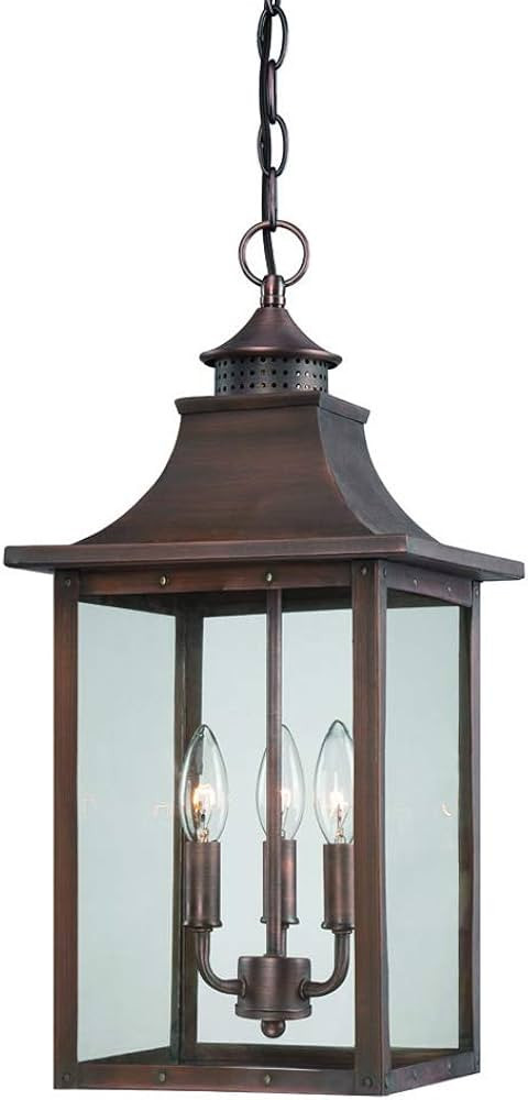 Acclaim 8316CP St. Charles Collection 3-Light Outdoor Light Fixture Hanging Lantern, Copper Patin... | Amazon (US)