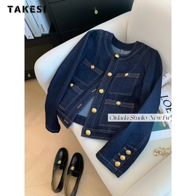 Chaqueta vaquera informal para mujer, abrigo holgado de estilo Vintage, elegante, azul, a la moda... | Aliexpress EU
