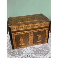 Primitive Antique Tea Box Caddy Inlay Rosewood Cabinet Walnut Wood Wooden Kitchen Apothecary Lock Key | Etsy (US)