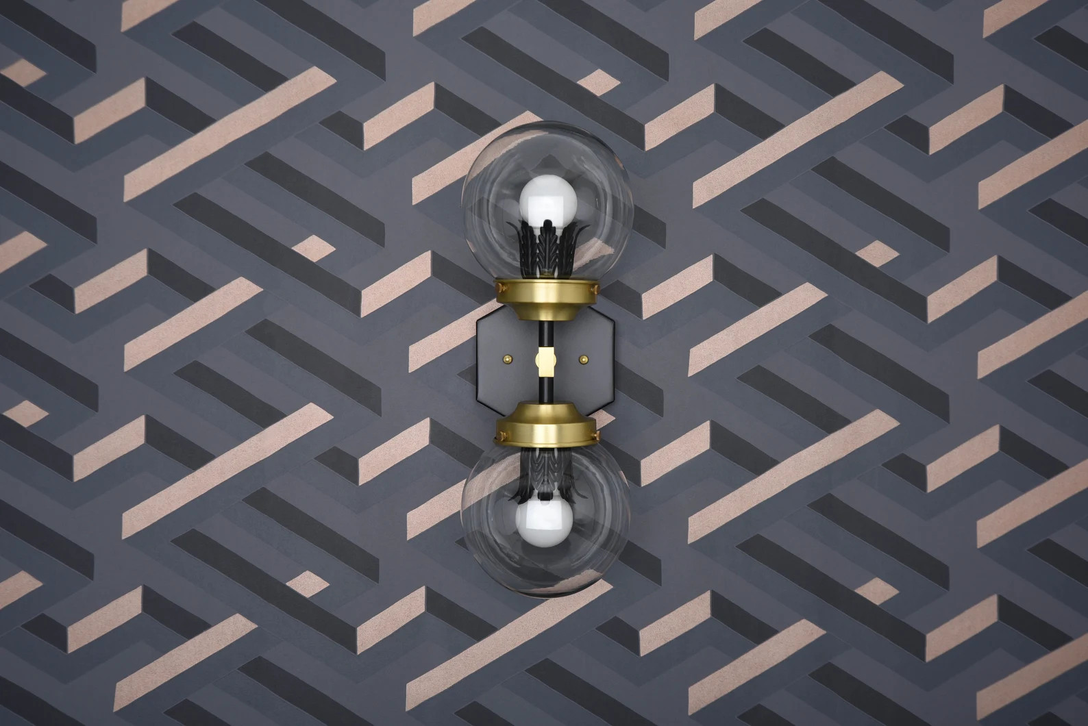 Modern Wall Sconce - Black & Brass - Mid Century - Industrial - Double Light - Bathroom Vanity - ... | Etsy (US)